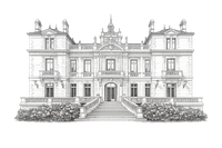 Digital drawing of Château des 3 Fontaines from our save-the-date